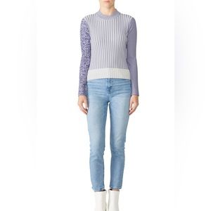 DREYDEN Danae Sweater Blue Lavender Grey Ribbed XL Super Stretchy Space Dye